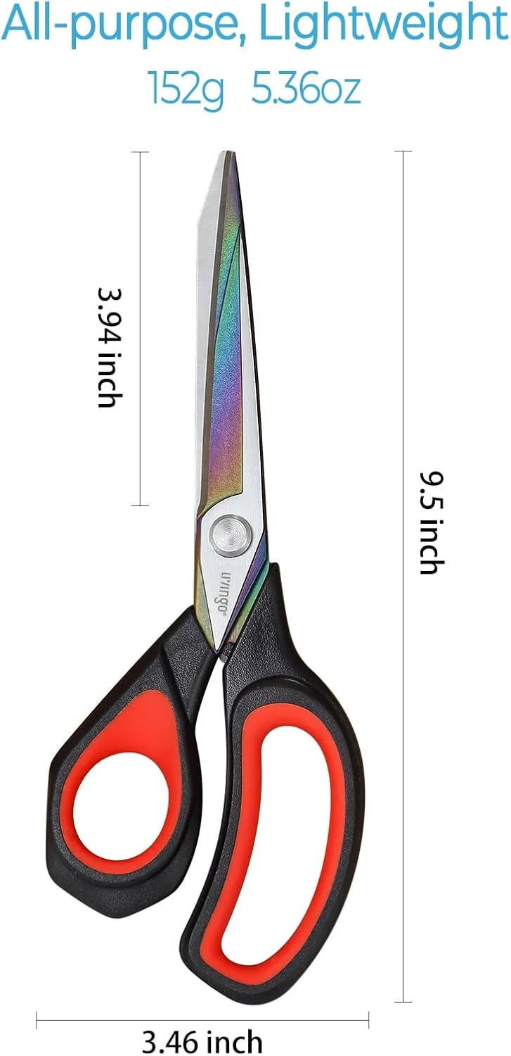 قیچی پارچه LIVINGO مخصوص افراد چپ دست - 9.5 اینچ، تیغه تیز تیتانیومی روکش شده از جنس استیل ضد زنگ، قیچی خیاطی برای کاردستی، دفتر، خیاطی، برش لباس، چرم، کاغذ قیچی پارچه LIVINGO مخصوص افراد چپ دست - 9.5 اینچ، تیغه تیز تیتانیومی روکش شده از جنس استیل ضد زنگ، قیچی خیاطی برای کاردستی، دفتر، خیاطی، برش لباس، چرم، کاغذ