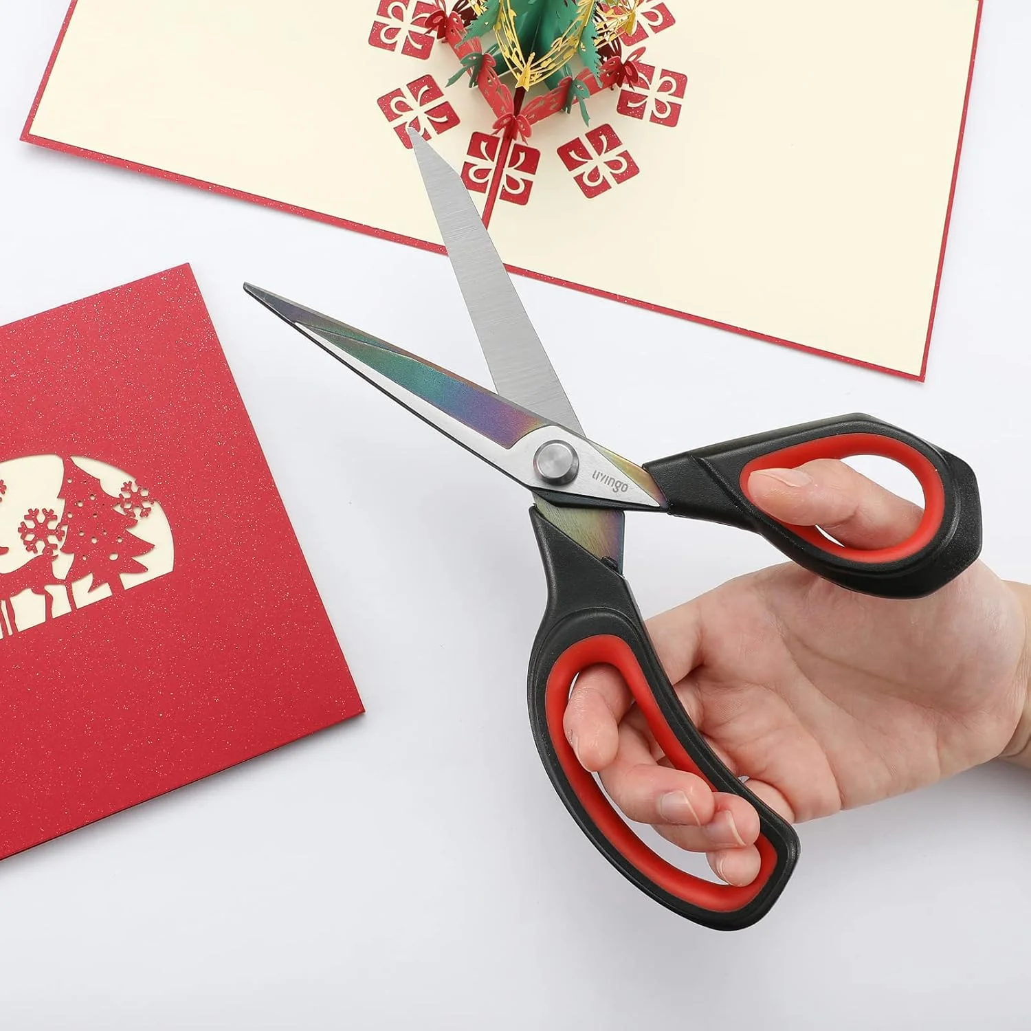 ست قیچی خیاطی حرفه ای LIVINGO: قیچی پارچه ای فولادی ضد زنگ فورج شده با روکش تیتانیوم تیز و سنگین 8.5 اینچی، قیچی گلدوزی کوچک 4.5 اینچی، نخ چین 5 اینچی، دسته راحت، 3 عددی ست قیچی خیاطی حرفه ای LIVINGO: قیچی پارچه ای فولادی ضد زنگ فورج شده با روکش تیتانیوم تیز و سنگین 8.5 اینچی، قیچی گلدوزی کوچک 4.5 اینچی، نخ چین 5 اینچی، دسته راحت، 3 عددی