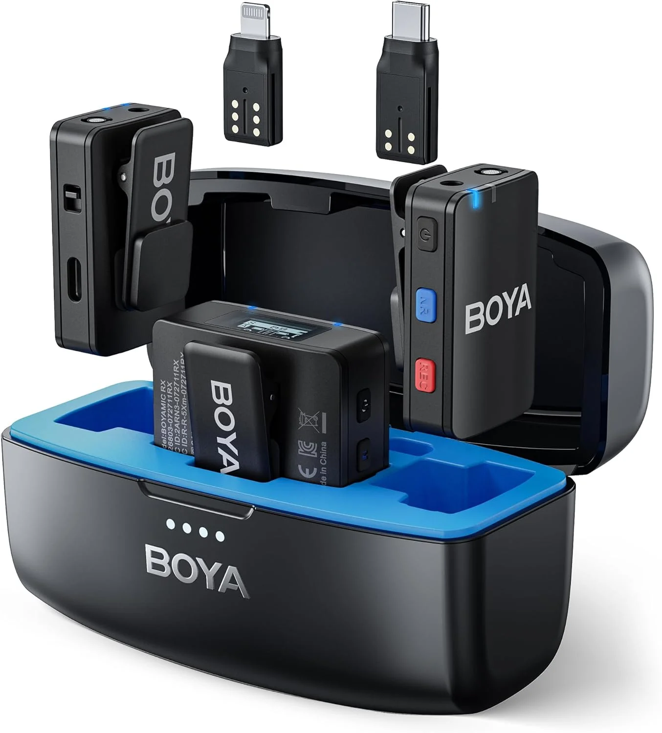میکروفون یقه ای بی سیم BOYA برای دوربین گوشی های هوشمند آیفون و اندروید، ضبط داخلی، عمر باتری طولانی تا 300 متر، میکروفون یقه ای با گیره بی سیم