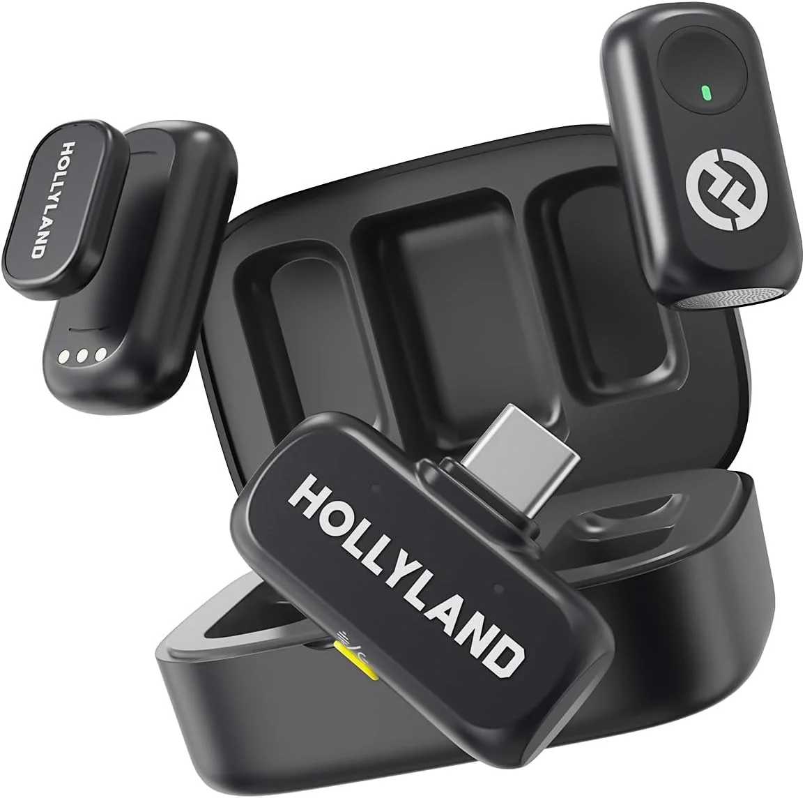 میکروفون بی سیم Hollyland (Lark A1 Duo) (خاکستری فضایی، با RX USB-C + جعبه شارژ)