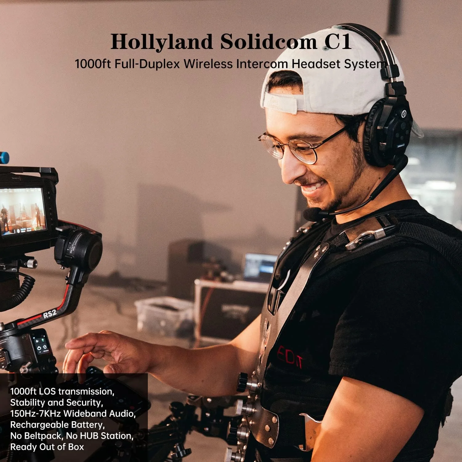 سیستم اینترکام هدست بی سیم دو طرفه Hollyland Solidcom C1 برای 2 کاربر، هدست تک گوش 1000 فوتی با میکروفون هدفون به همراه 4 باتری و پدهای گوشی قابل تعویض سیستم اینترکام هدست بی سیم دو طرفه Hollyland Solidcom C1 برای 2 کاربر، هدست تک گوش 1000 فوتی با میکروفون هدفون به همراه 4 باتری و پدهای گوشی قابل تعویض