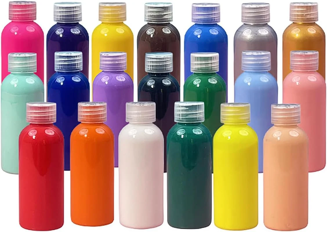 مونمن 20 رنگ رنگ آکریلیک هنری خرسی مایع نقاشی DIY، 60 میلی لیتر، رنگ فله ای برای مبتدیان و کودکان روی سنگ، صنایع دستی، بوم، چوب، سرامیک (20 رنگ رنگ آکریلیک، بدون خرس)