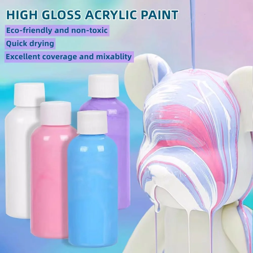 مونمن 20 رنگ رنگ آکریلیک هنری خرسی مایع نقاشی DIY، 60 میلی لیتر، رنگ فله ای برای مبتدیان و کودکان روی سنگ، صنایع دستی، بوم، چوب، سرامیک (20 رنگ رنگ آکریلیک، بدون خرس)