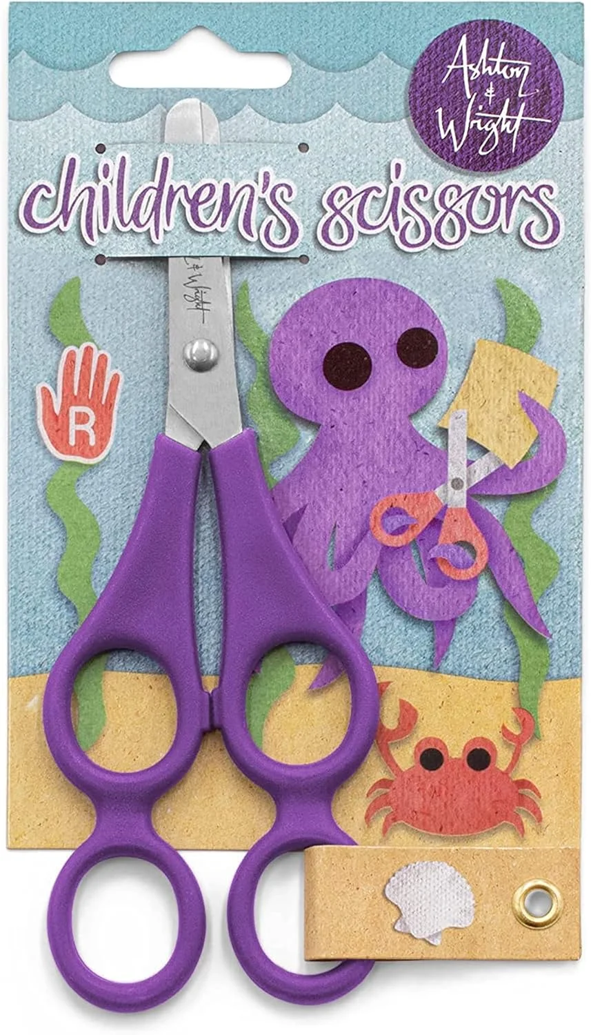 قیچی آموزشی دو سوراخه کودکان اشتون و رایت - بنفش - راست دست - بسته 2 عددی قیچی آموزشی دو سوراخه کودکان اشتون و رایت - بنفش - راست دست - بسته 2 عددی