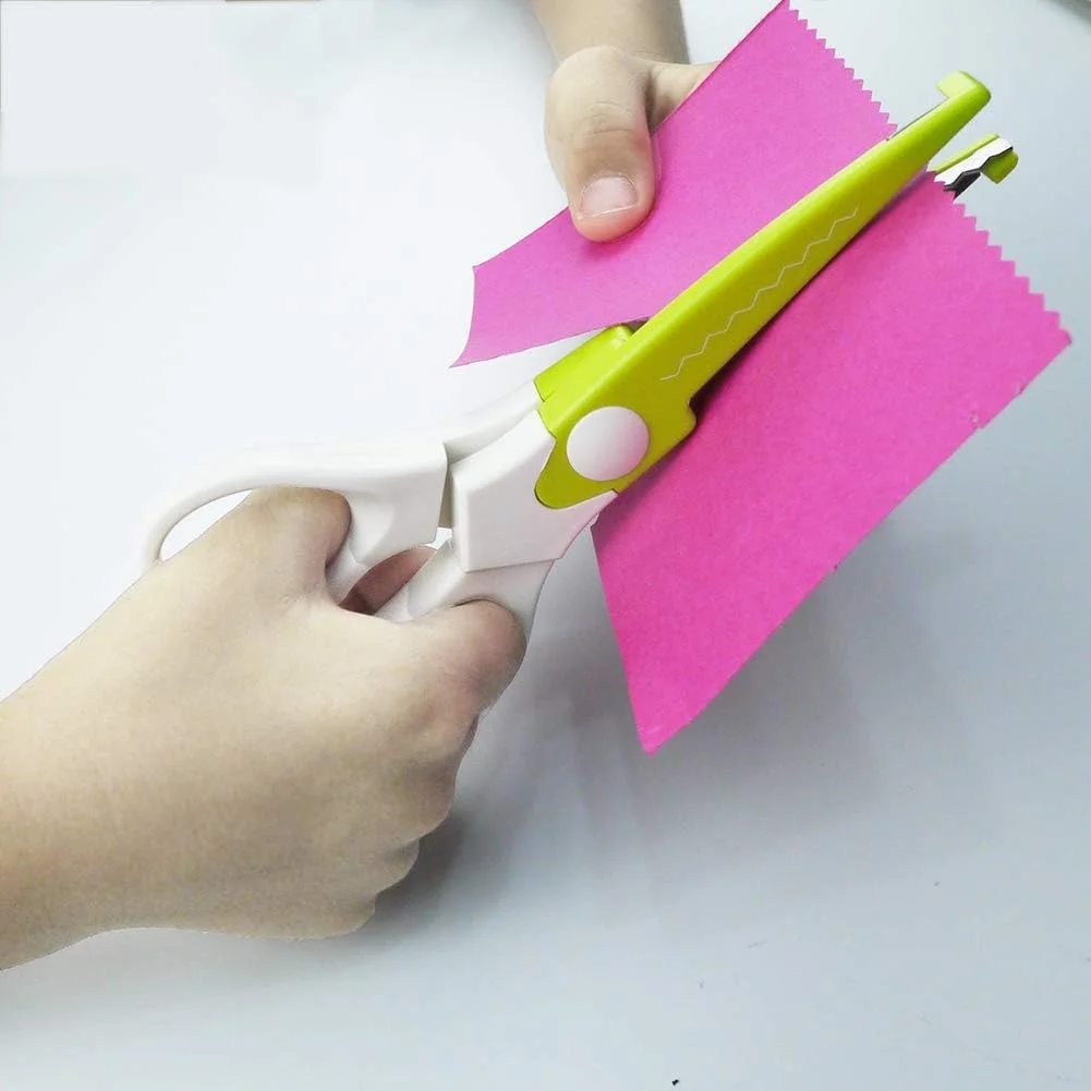 ست قیچی لبه کاغذی تزئینی BINWISH، 5 جفت لبه زیگ زاگ با محفظه سازماندهی قابل حمل، عالی برای برش لبه موجی کاغذ DIY، صنایع دستی، اسکرپ بوک، کوئیلینگ کاغذ و طرح های کودکان