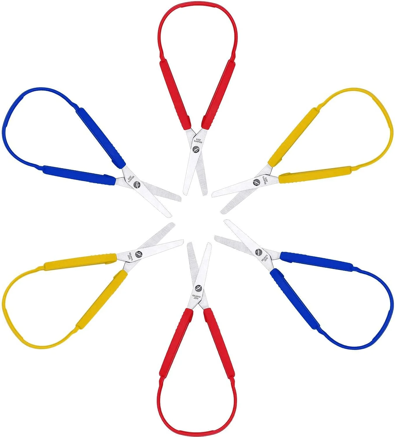 قیچی حلقه ای DELFINO با دسته رنگارنگ - برش تطبیقی خود بازشو برای کودکان و بزرگسالان با نیازهای ویژه، 8 اینچ، 3 بسته قیچی حلقه ای DELFINO با دسته رنگارنگ - برش تطبیقی خود بازشو برای کودکان و بزرگسالان با نیازهای ویژه، 8 اینچ، 3 بسته