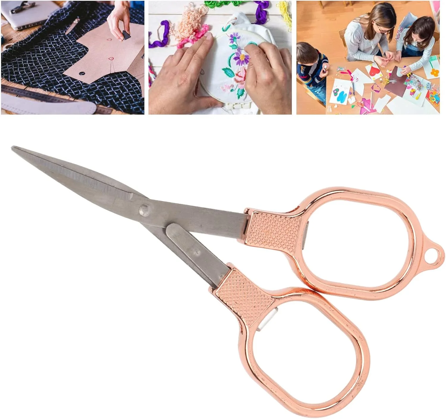 قیچی گلدوزی، سایز کوچک با تیغه تیز تاشو، طراحی تاشو، قابل حمل، رنگ رزگلد، جنس استیل ضد زنگ، قیچی برای خیاطی DIY قیچی گلدوزی، سایز کوچک با تیغه تیز تاشو، طراحی تاشو، قابل حمل، رنگ رزگلد، جنس استیل ضد زنگ، قیچی برای خیاطی DIY