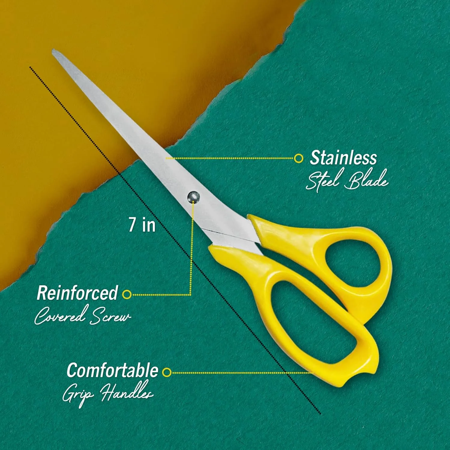 قیچی EXTRIC، قیچی 7 اینچی همه منظوره، بسته 6 عددی قیچی سنگین، قیچی برای لوازم اداری و لوازم معلمان، قیچی استیل ضد زنگ، قیچی کاردستی، قیچی پارچه، رنگ زرد قیچی EXTRIC، قیچی 7 اینچی همه منظوره، بسته 6 عددی قیچی سنگین، قیچی برای لوازم اداری و لوازم معلمان، قیچی استیل ضد زنگ، قیچی کاردستی، قیچی پارچه، رنگ زرد