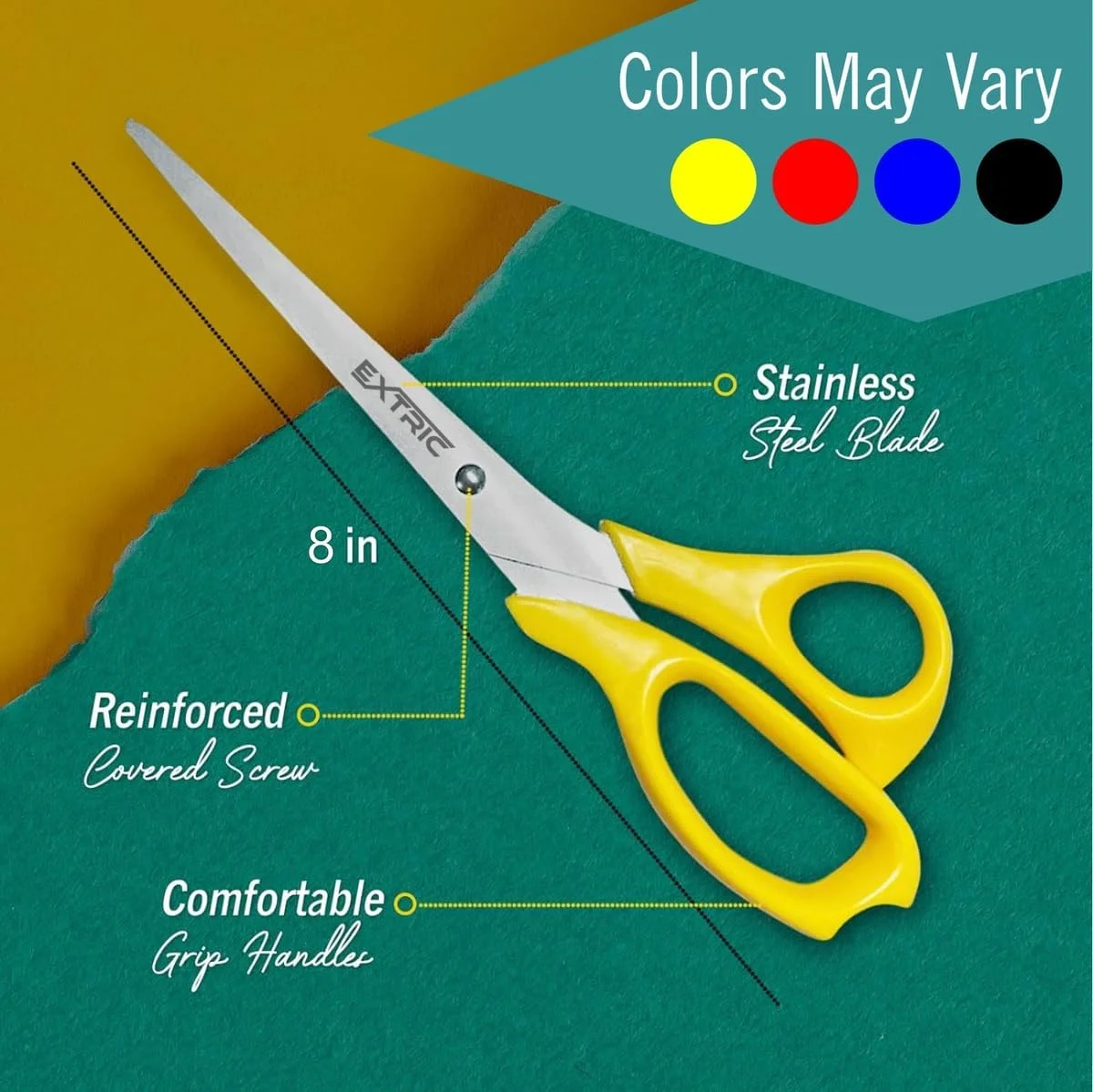 قیچی EXTRIC، قیچی 7 اینچی همه منظوره، قیچی های 2 عددی سنگین، قیچی برای لوازم اداری و لوازم معلمان، قیچی استیل ضد زنگ، قیچی کاردستی، قیچی پارچه، رنگ زرد قیچی EXTRIC، قیچی 7 اینچی همه منظوره، قیچی های 2 عددی سنگین، قیچی برای لوازم اداری و لوازم معلمان، قیچی استیل ضد زنگ، قیچی کاردستی، قیچی پارچه، رنگ زرد