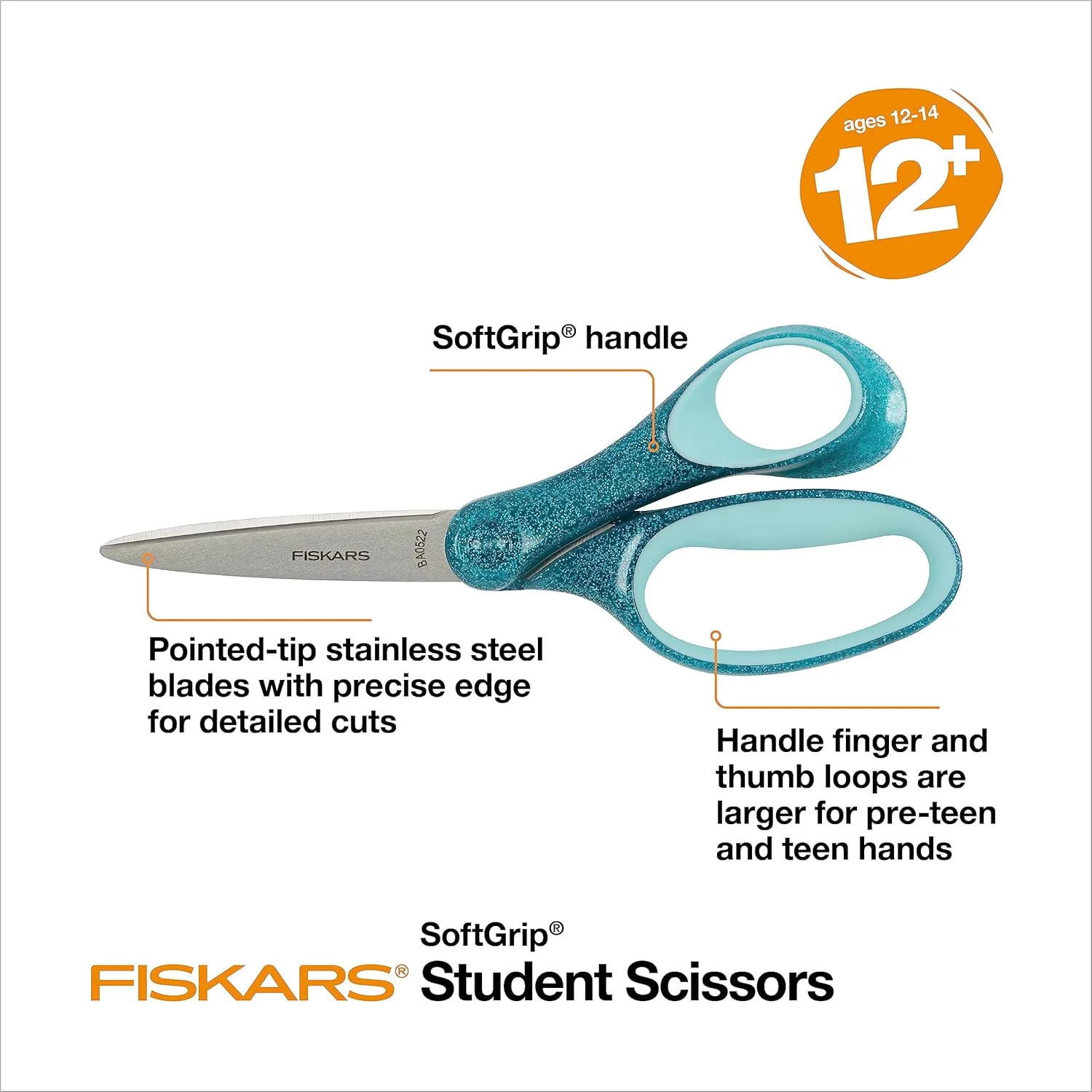 قیچی اکلیلی دانش آموزی 7 اینچی فیسکارس برای کودکان 12 سال به بالا - قیچی برای مدرسه یا کاردستی - لوازم مدرسه - فیروزه ای قیچی اکلیلی دانش آموزی 7 اینچی فیسکارس برای کودکان 12 سال به بالا - قیچی برای مدرسه یا کاردستی - لوازم مدرسه - فیروزه ای