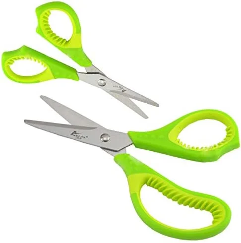 مجموعه قیچی های چند منظوره HANGITS، 2 بسته، 7 اینچ خمیده و 5.5 اینچ نوک های میکرو مستقیم با دسته نرم، مناسب برای دانش آموزان، خانه، آشپزخانه و دفتر مجموعه قیچی های چند منظوره HANGITS، 2 بسته، 7 اینچ خمیده و 5.5 اینچ نوک های میکرو مستقیم با دسته نرم، مناسب برای دانش آموزان، خانه، آشپزخانه و دفتر