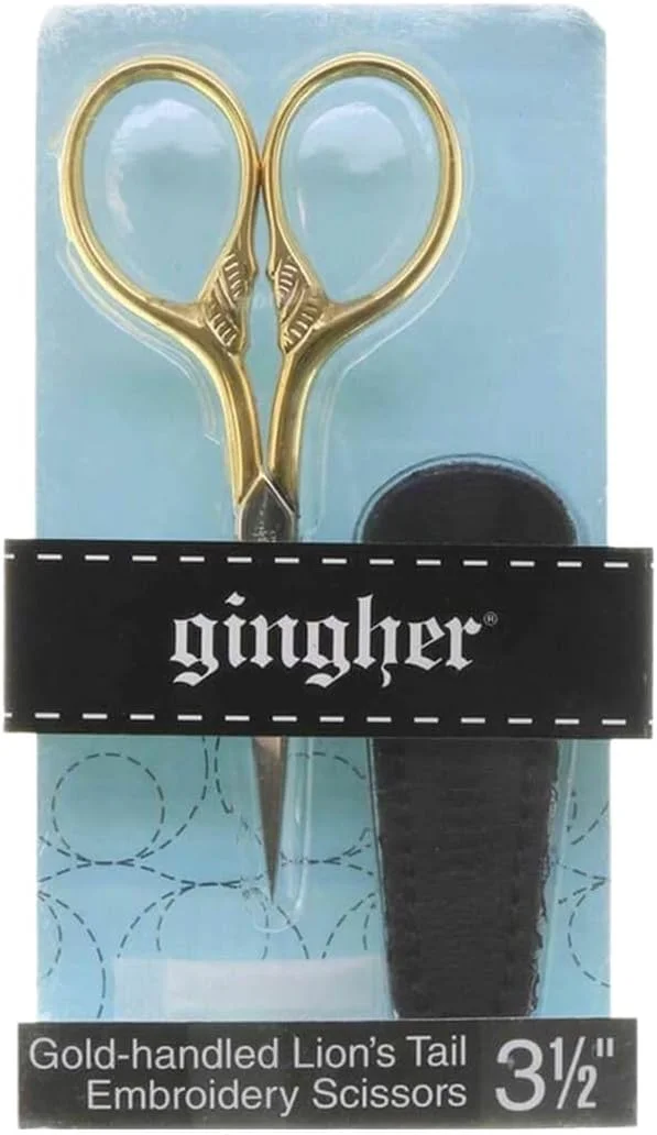 قیچی گلدوزی دم شیر با دسته طلایی 25X15X20