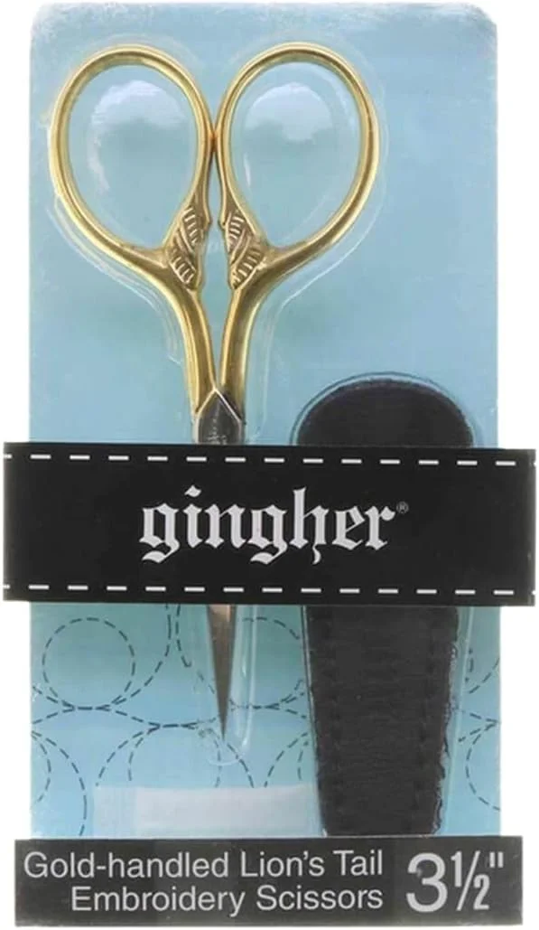 قیچی گلدوزی دم شیر با دسته طلایی 25X15X20