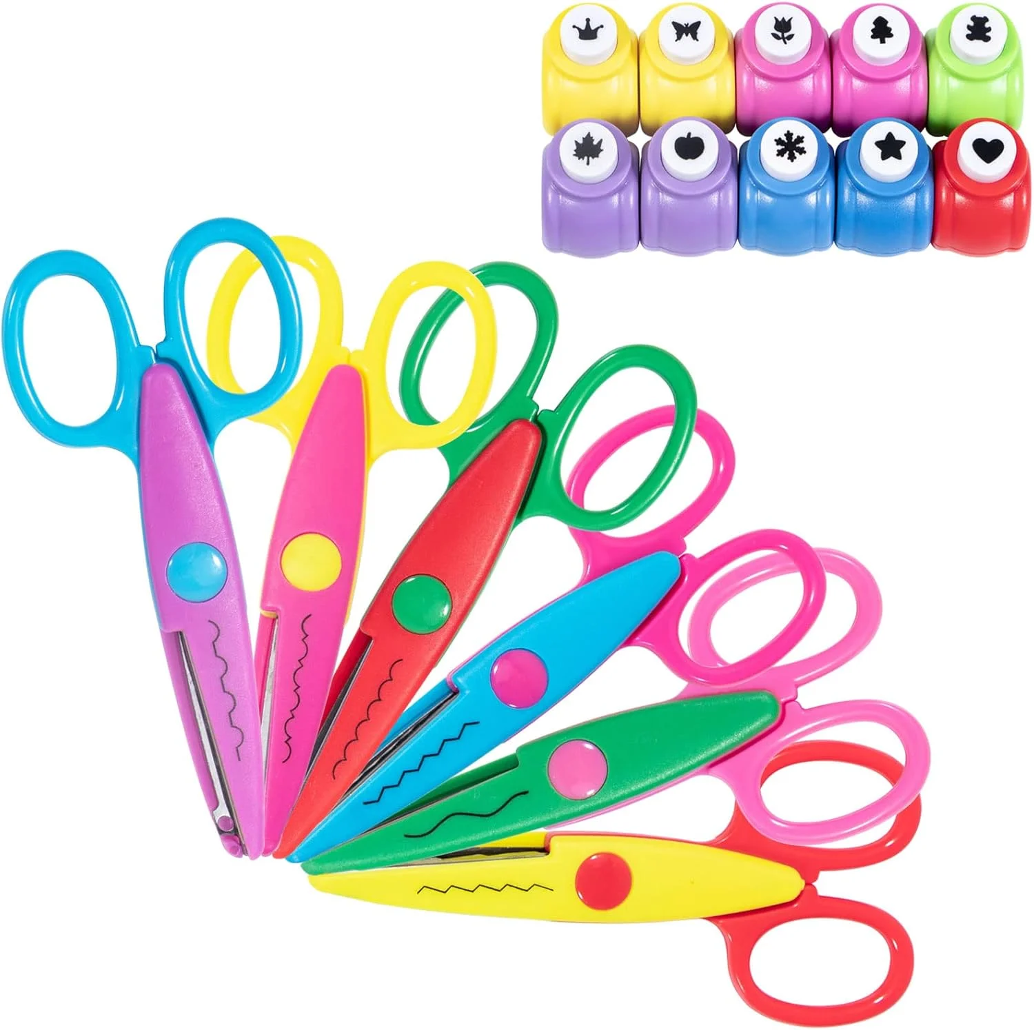 ست پانچ و قیچی خلاقانه Katfort، 16 تکه قیچی کاردستی با لبه های تزئینی برای کودکان و بزرگسالان، ایده آل برای اسکرپ بوک، کاردستی، تکالیف مدرسه، آلبوم عکس DIY ست پانچ و قیچی خلاقانه Katfort، 16 تکه قیچی کاردستی با لبه های تزئینی برای کودکان و بزرگسالان، ایده آل برای اسکرپ بوک، کاردستی، تکالیف مدرسه، آلبوم عکس DIY