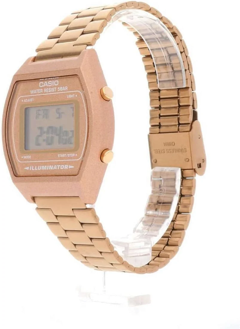 ساعت مچی عقربه‌ای-دیجیتال کاسیو унисекс با بند استیل، طلایی صورتی، مدرن