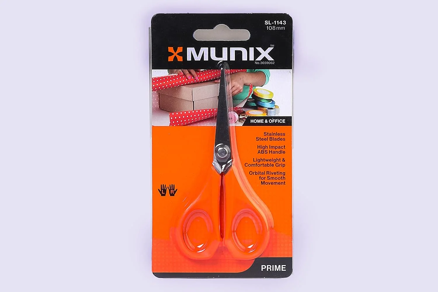 قیچی استیل 108 میلی متری Munix SL-1143 / 4.2 اینچ | نوک تیز با بدنه ضد ضربه | دسته های ارگونومیک و نرم برای استفاده آسان | نارنجی، بسته 6 عددی - رنگ ممکن است متفاوت باشد