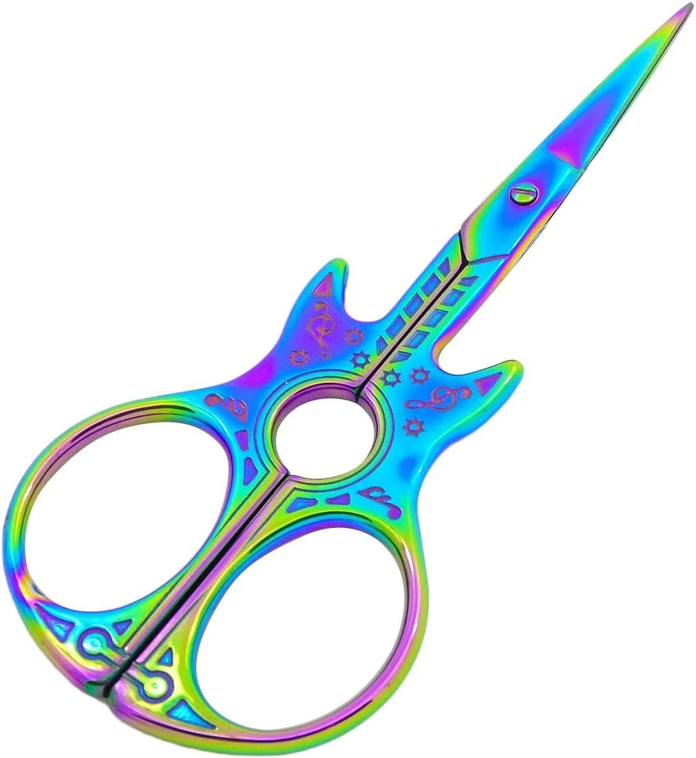 قیچی خیاطی طرح گیتار نوک تیز استیل ضد زنگ، ابزار کاردستی DIY برای گلدوزی و کارهای هنری، 114X50X4MM
