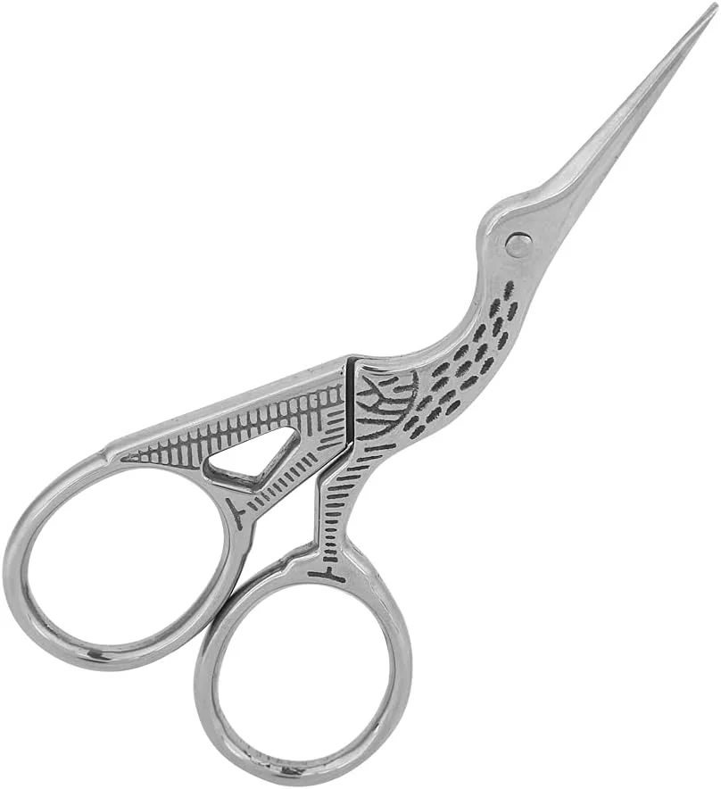 قیچی خیاطی طرح درنا استیل ضد زنگ طلایی نقره ای، قیچی ابرو زیبا برای برش دقیق (نقره ای بزرگ) قیچی خیاطی طرح درنا استیل ضد زنگ طلایی نقره ای، قیچی ابرو زیبا برای برش دقیق (نقره ای بزرگ)