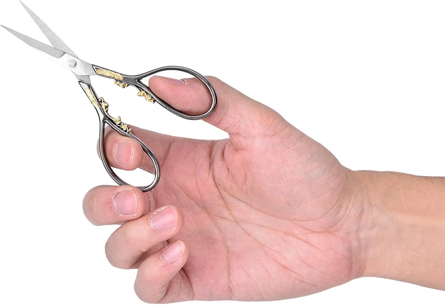 قیچی خیاطی عتیقه استیل ضد زنگ، طراحی کلاسیک اروپایی برای خیاطی و گلدوزی با دسته آلیاژ روی، برای کاردستی DIY (گل طلایی مشکی) قیچی خیاطی عتیقه استیل ضد زنگ، طراحی کلاسیک اروپایی برای خیاطی و گلدوزی با دسته آلیاژ روی، برای کاردستی DIY (گل طلایی مشکی)