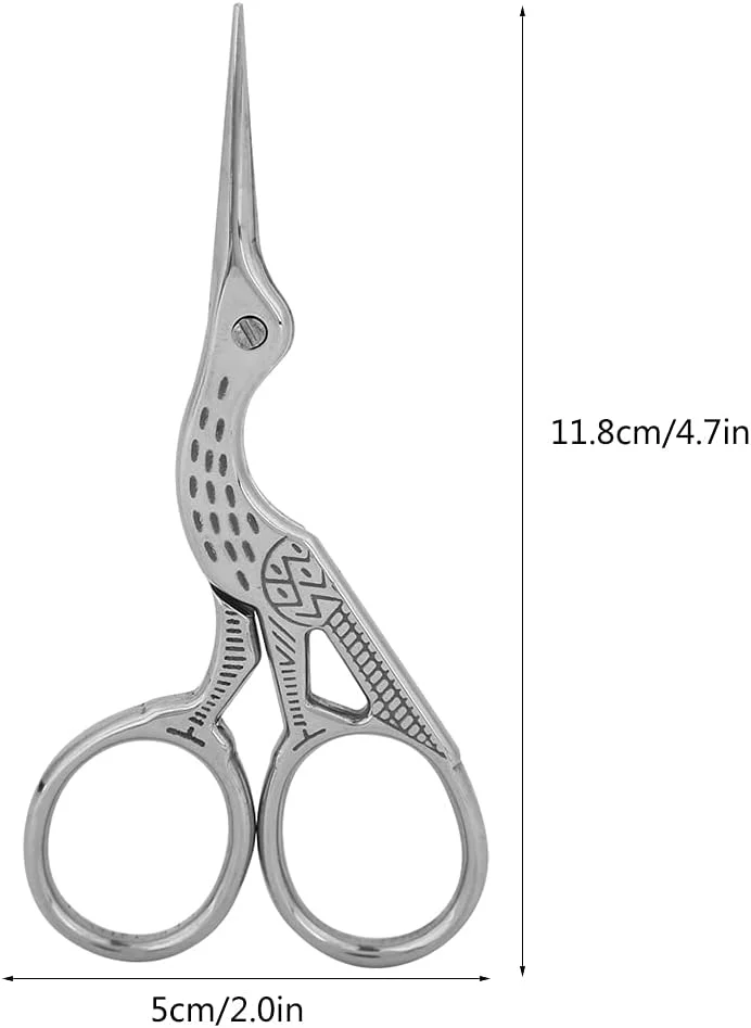 قیچی خیاطی طرح درنا استیل ضد زنگ طلایی نقره ای، قیچی ابرو زیبا برای برش دقیق (نقره ای بزرگ) قیچی خیاطی طرح درنا استیل ضد زنگ طلایی نقره ای، قیچی ابرو زیبا برای برش دقیق (نقره ای بزرگ)