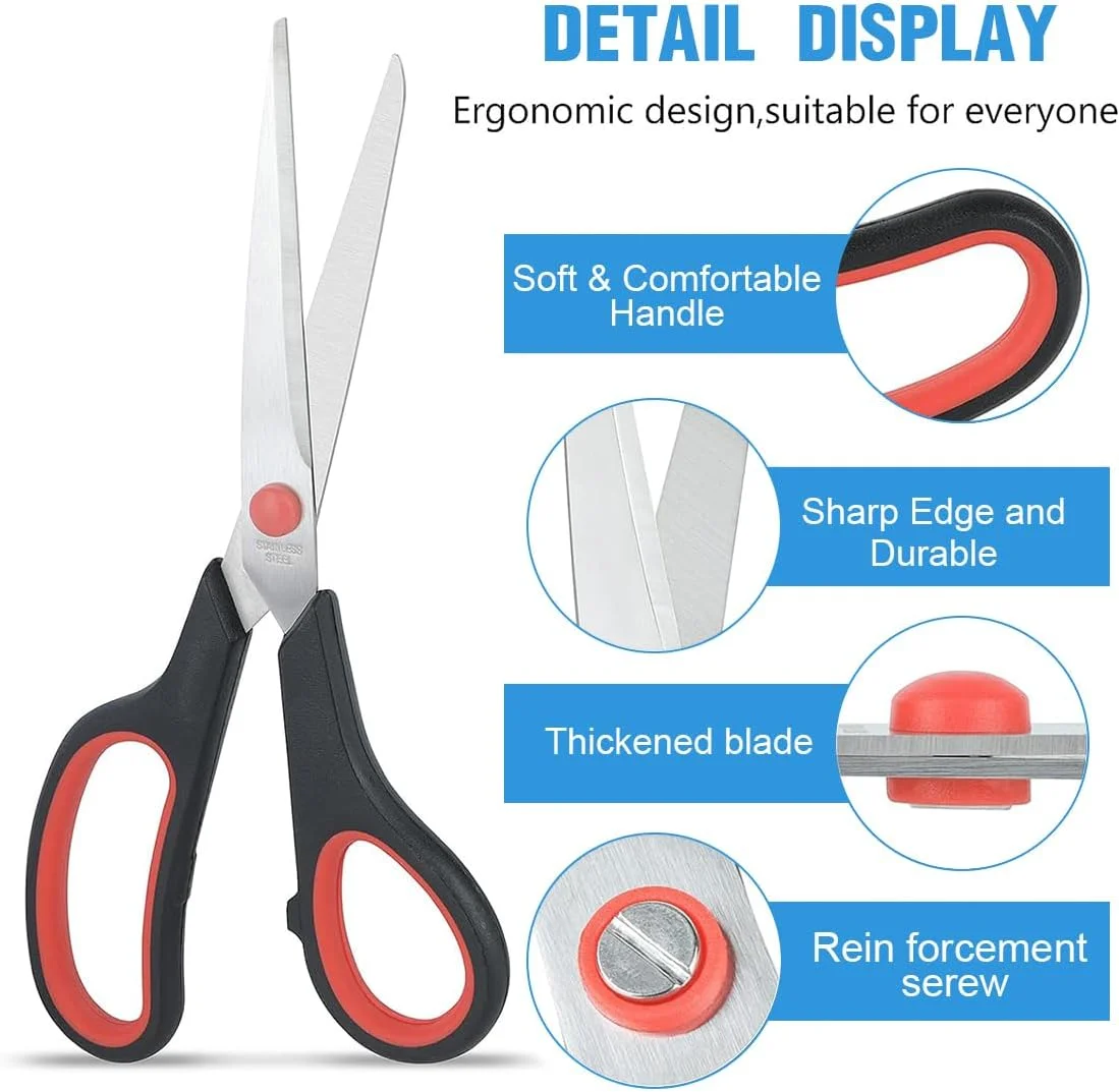 قیچی خیاطی 8 اینچی ZKSXOA با دسته نرم و آسان گیر برای دست چپ، قیچی پارچه، قیچی خیاطی، با تیغه تیز استیل ضد زنگ و دسته های نرم (بسته 2 عددی) قیچی خیاطی 8 اینچی ZKSXOA با دسته نرم و آسان گیر برای دست چپ، قیچی پارچه، قیچی خیاطی، با تیغه تیز استیل ضد زنگ و دسته های نرم (بسته 2 عددی)