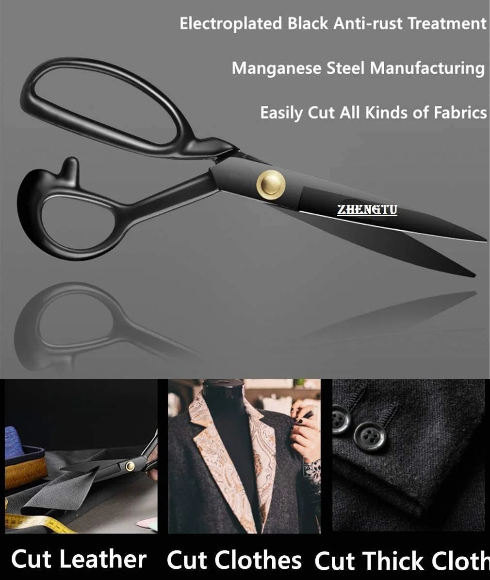 قیچی خیاطی صنعتی ژنگتو فولاد کربنی با تیغه 12 اینچی، مناسب برای پارچه، چرم، لباس، مصارف خانگی، اداری، خیاطی و طراحی لباس