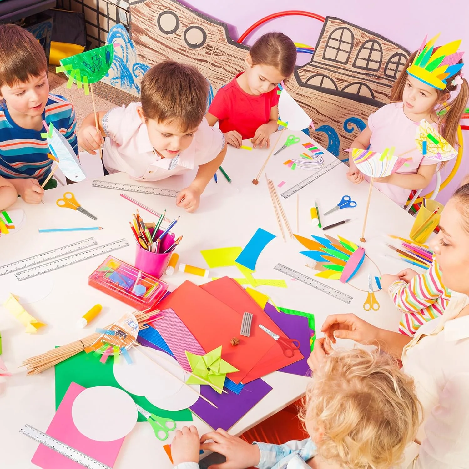 مجموعه لوازم مدرسه زونون 60 عددی شامل 30 قیچی ایمنی با نوک گرد برای دانش آموزان، قیچی های رنگارنگ با مقیاس و 30 خط کش پلاستیکی 12 اینچی با واحد اینچ و سانتی متر، لوازم بازگشت به مدرسه (شفاف)