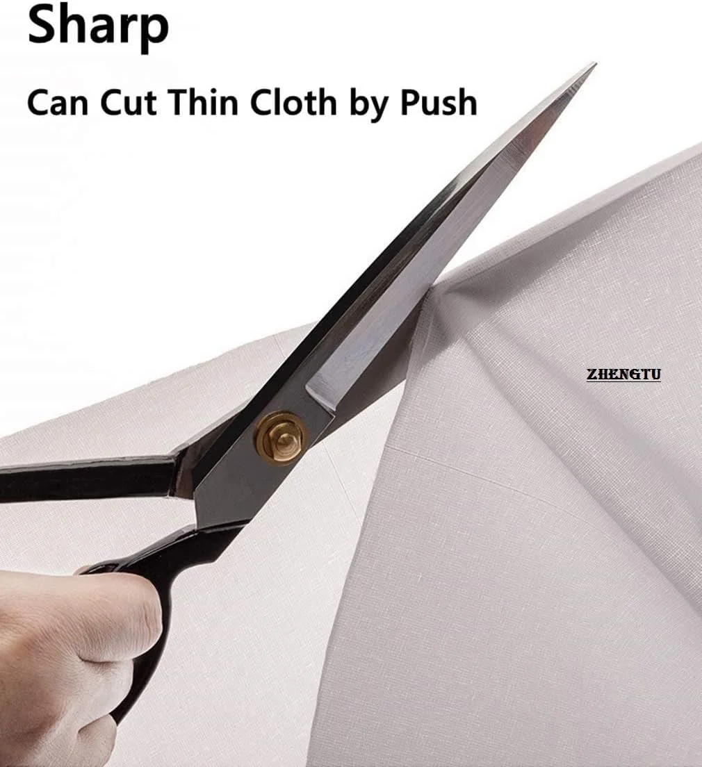 قیچی خیاطی صنعتی ژنگتو فولاد کربنی با تیغه 12 اینچی، مناسب برای پارچه، چرم، لباس، مصارف خانگی، اداری، خیاطی و طراحی لباس