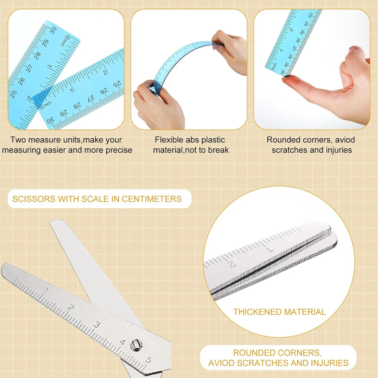 بسته لوازم التحریر مدرسه زونون 60 عددی شامل 30 عدد قیچی دانش آموزی ایمن با نوک گرد و 30 عدد خط کش پلاستیکی 30 سانتی متری، کیت لوازم مدرسه برای کلاس درس، مدرسه و اداره (چند رنگ) بسته لوازم التحریر مدرسه زونون 60 عددی شامل 30 عدد قیچی دانش آموزی ایمن با نوک گرد و 30 عدد خط کش پلاستیکی 30 سانتی متری، کیت لوازم مدرسه برای کلاس درس، مدرسه و اداره (چند رنگ)