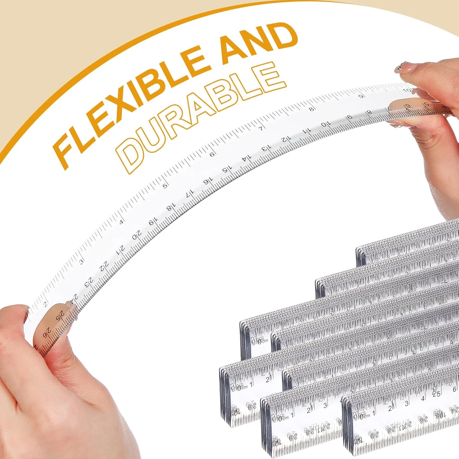 مجموعه لوازم مدرسه زونون 60 عددی شامل 30 قیچی ایمنی با نوک گرد برای دانش آموزان، قیچی های رنگارنگ با مقیاس و 30 خط کش پلاستیکی 12 اینچی با واحد اینچ و سانتی متر، لوازم بازگشت به مدرسه (شفاف)