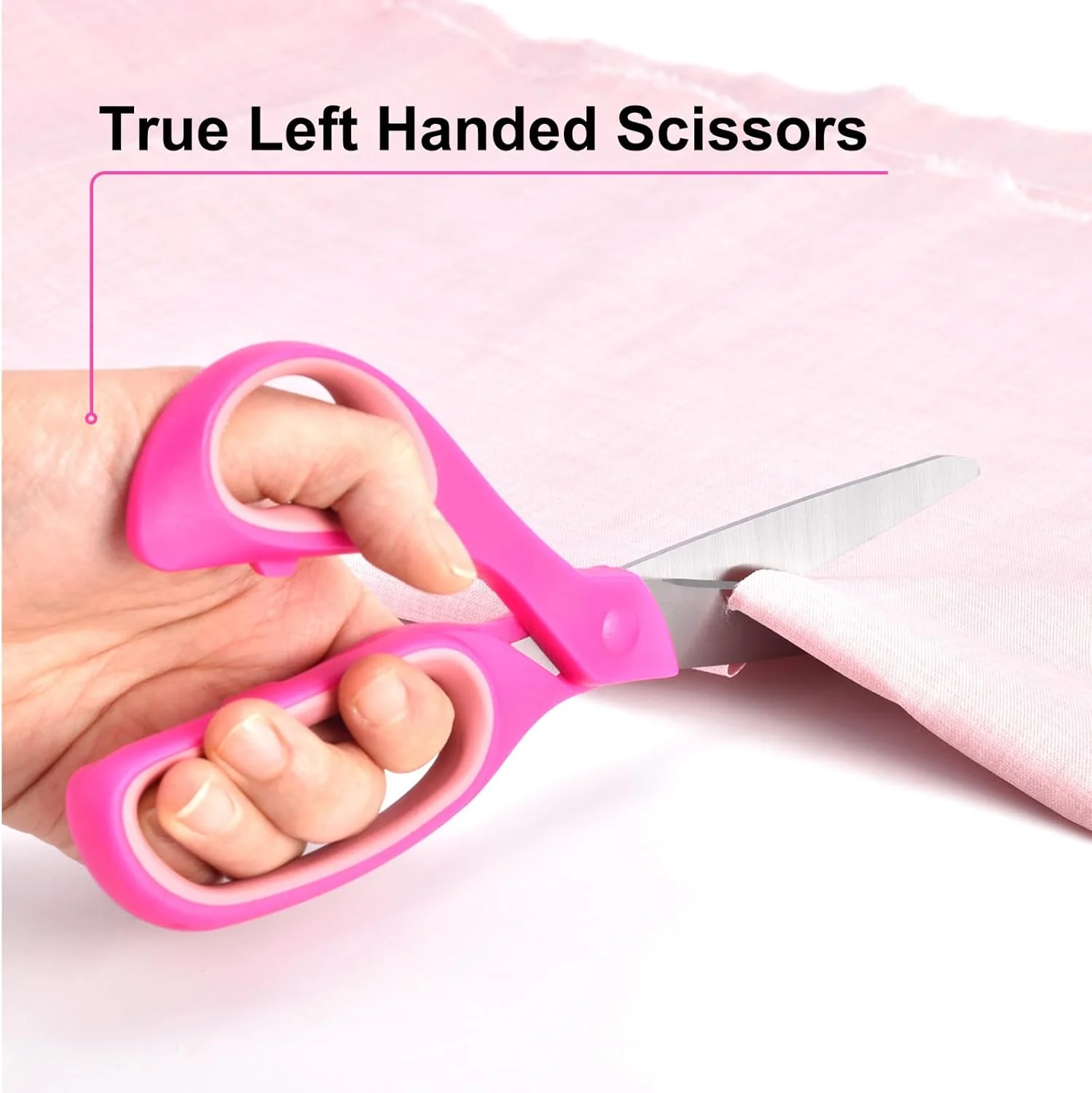 مجموعه قیچی چپ دست زیکولو 2 عددی، قیچی نوجوانان چپ دست 8.5 اینچی برای سنین 15 سال به بالا - قیچی چپ دست برای هنر و صنایع دستی، دفتر، خیاطی پارچه، لوازم بازگشت به مدرسه، صورتی آبی