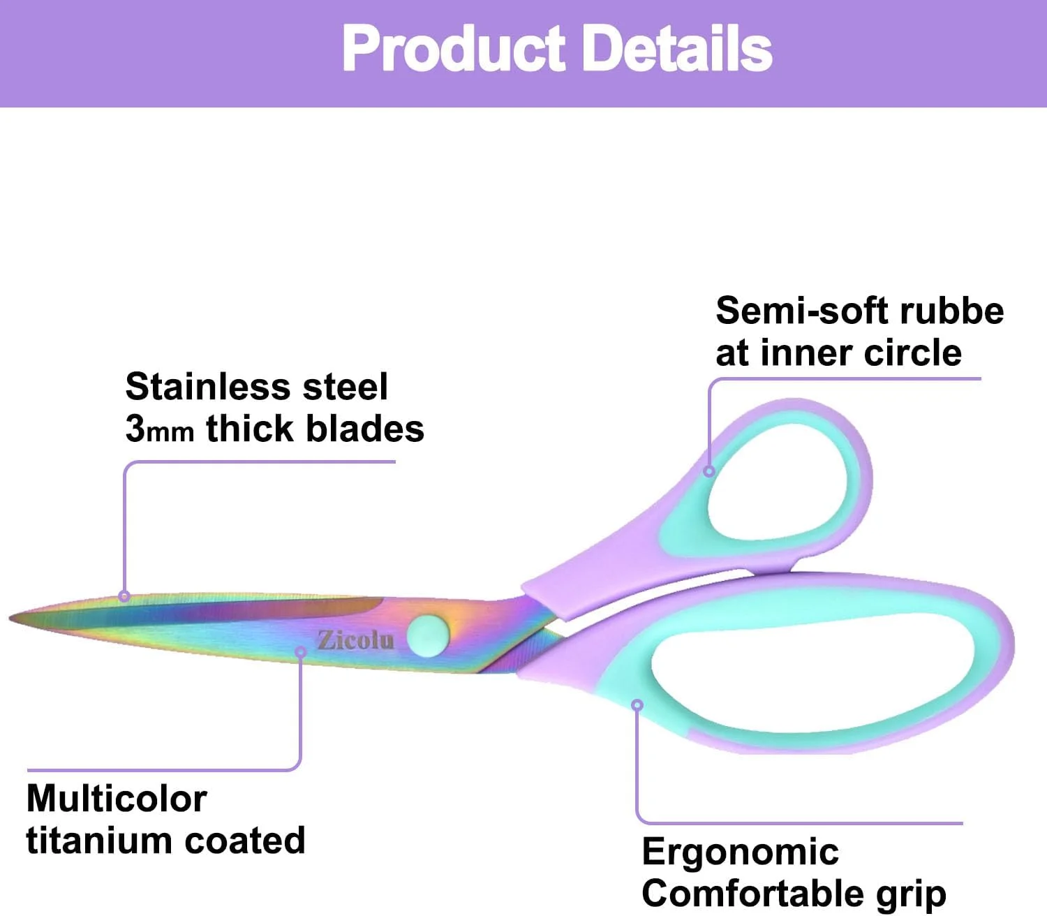 ست قیچی چند منظوره زیکولو 3 عددی بنفش/آبی ست قیچی چند منظوره زیکولو 3 عددی بنفش/آبی
