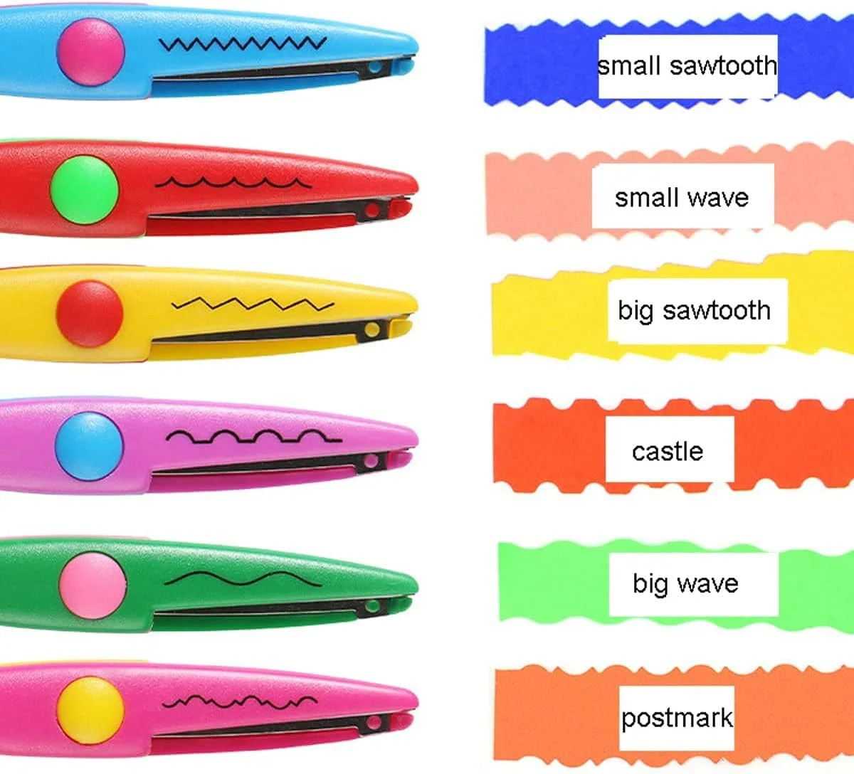 قیچی زیگزاگ هنری SK MART برای کاغذ، قیچی چند رنگ شکل دهنده (مجموعه 6 عددی) قیچی زیگزاگ هنری SK MART برای کاغذ، قیچی چند رنگ شکل دهنده (مجموعه 6 عددی)