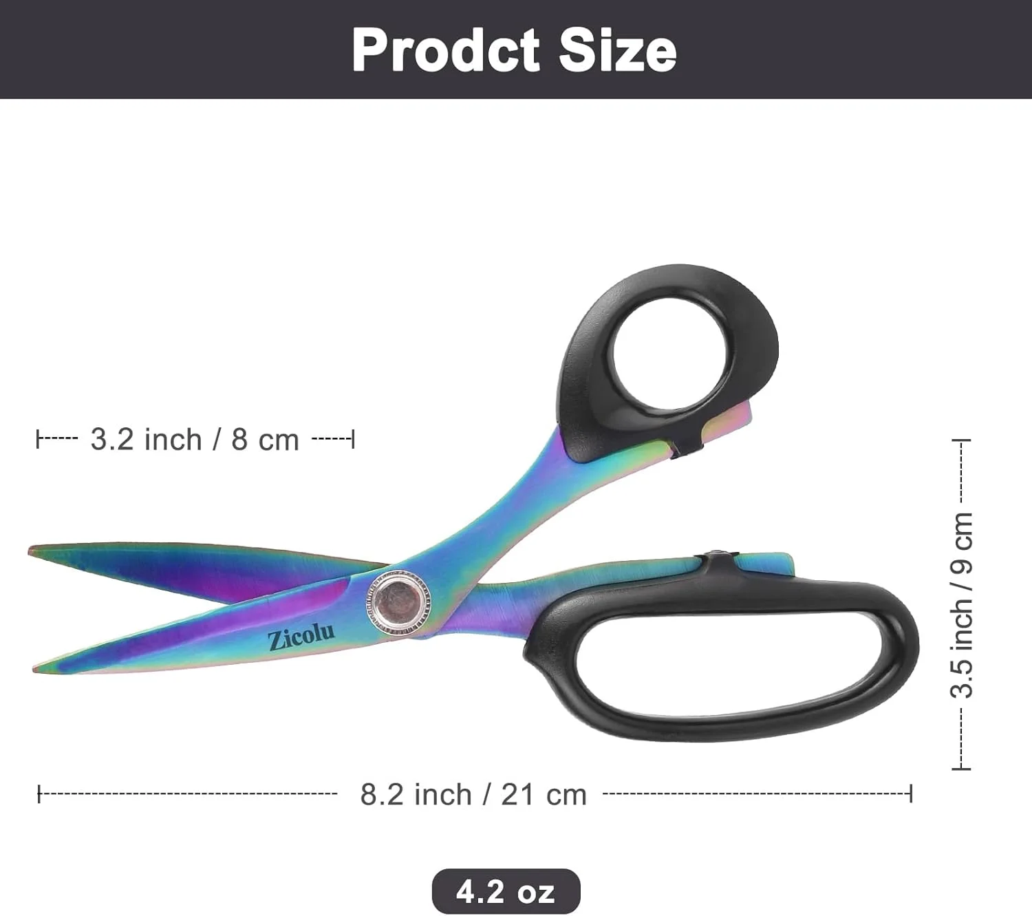 قیچی پارچه زیکولو با روکش تیتانیوم (مشکی، 8 اینچ) قیچی پارچه زیکولو با روکش تیتانیوم (مشکی، 8 اینچ)