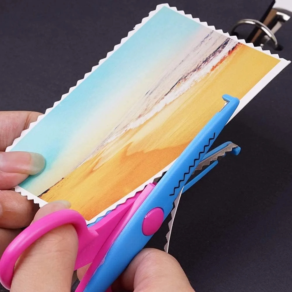 قیچی زیگزاگ هنری SK MART برای کاغذ، قیچی چند رنگ شکل دهنده (مجموعه 6 عددی) قیچی زیگزاگ هنری SK MART برای کاغذ، قیچی چند رنگ شکل دهنده (مجموعه 6 عددی)