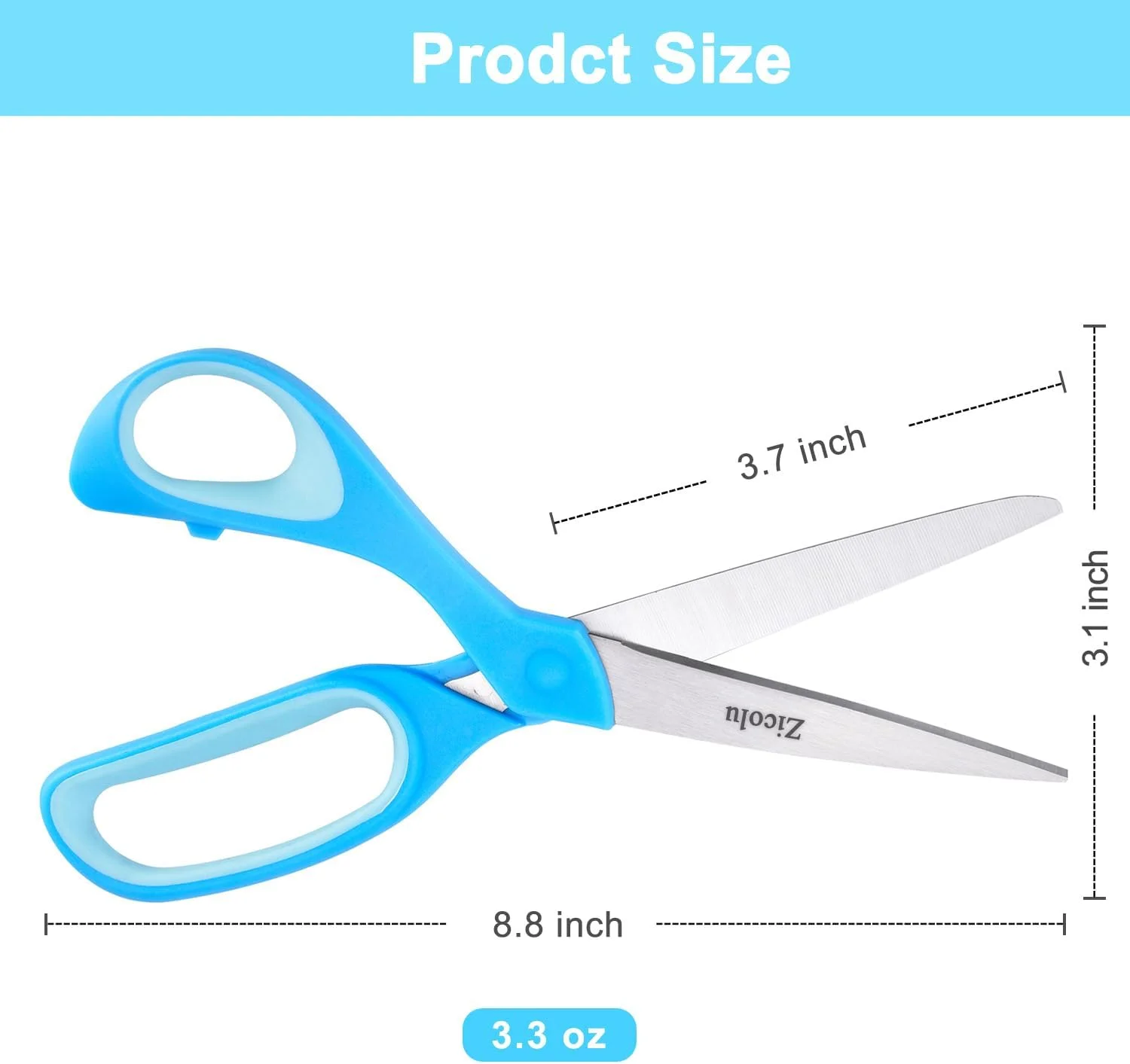 مجموعه قیچی چپ دست زیکولو 2 عددی، قیچی نوجوانان چپ دست 8.5 اینچی برای سنین 15 سال به بالا - قیچی چپ دست برای هنر و صنایع دستی، دفتر، خیاطی پارچه، لوازم بازگشت به مدرسه، صورتی آبی