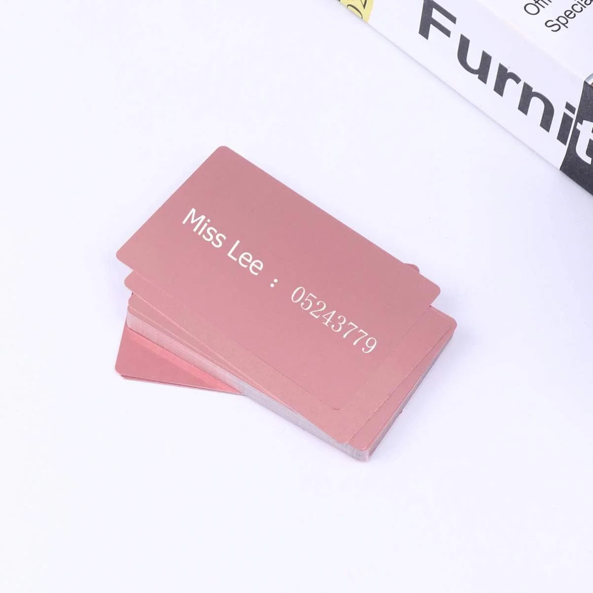 کارت ویزیت فلزی طلایی رز گلد ZHANGZONG، پلاک آلومینیومی برای حکاکی مشتری، چاپ سابلیمیشن، کارت هدیه DIY، 50 عدد کارت ویزیت فلزی طلایی رز گلد ZHANGZONG، پلاک آلومینیومی برای حکاکی مشتری، چاپ سابلیمیشن، کارت هدیه DIY، 50 عدد