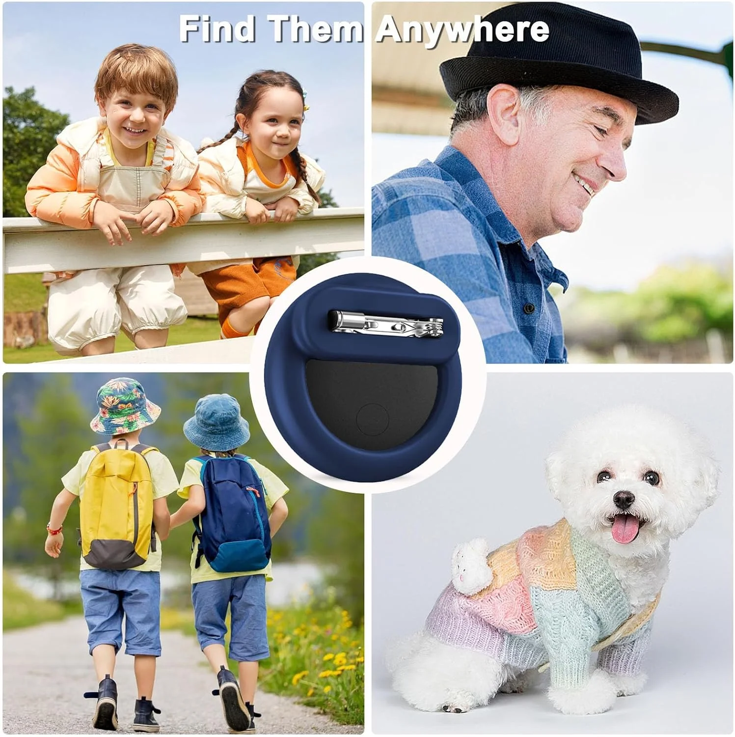 ردیاب هوشمند تگ برای کودکان، ردیاب مخفی اندروید برای کودکان، مکان یاب GPS با نگهدارنده سنجاق ایمنی، یابنده بلوتوثی اشیاء، ضد گم شدن برای کودک، نوزاد، سالمند، چمدان، کفش، لباس، کوله پشتی