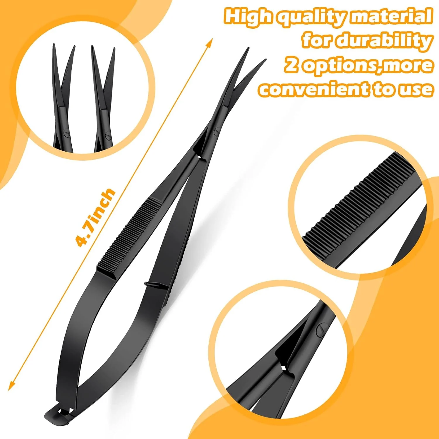 قیچی فنری استیل ژهائو، 2 عدد، 4.7 اینچ، قیچی نخ چین گلدوزی و خیاطی، قیچی ابرو با نوک منحنی، قیچی نخ برای گوش، بینی و سبیل، 2 مدل (مشکی) قیچی فنری استیل ژهائو، 2 عدد، 4.7 اینچ، قیچی نخ چین گلدوزی و خیاطی، قیچی ابرو با نوک منحنی، قیچی نخ برای گوش، بینی و سبیل، 2 مدل (مشکی)