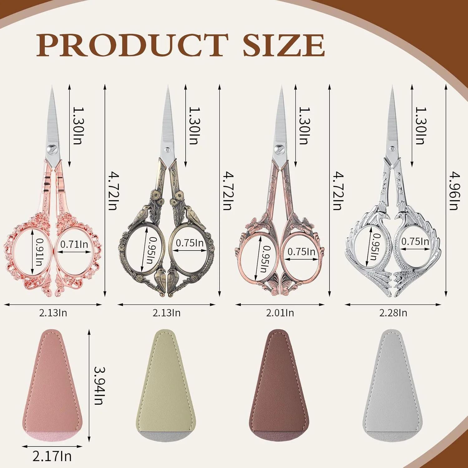 قیچی خیاطی و گلدوزی ژهائو 4 جفت 12 سانتی متری با 4 عدد روکش چرمی مصنوعی طرح گل استیل ضد زنگ طرح لک لک سبک اروپایی قدیمی قلاب بافی قیچی خیاطی کوچک ابزار DIY کار هنری قیچی خیاطی و گلدوزی ژهائو 4 جفت 12 سانتی متری با 4 عدد روکش چرمی مصنوعی طرح گل استیل ضد زنگ طرح لک لک سبک اروپایی قدیمی قلاب بافی قیچی خیاطی کوچک ابزار DIY کار هنری