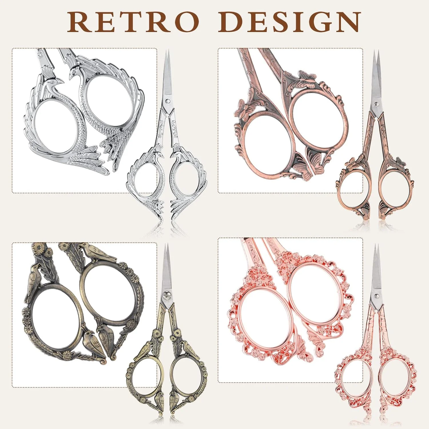 قیچی خیاطی و گلدوزی ژهائو 4 جفت 12 سانتی متری با 4 عدد روکش چرمی مصنوعی طرح گل استیل ضد زنگ طرح لک لک سبک اروپایی قدیمی قلاب بافی قیچی خیاطی کوچک ابزار DIY کار هنری قیچی خیاطی و گلدوزی ژهائو 4 جفت 12 سانتی متری با 4 عدد روکش چرمی مصنوعی طرح گل استیل ضد زنگ طرح لک لک سبک اروپایی قدیمی قلاب بافی قیچی خیاطی کوچک ابزار DIY کار هنری