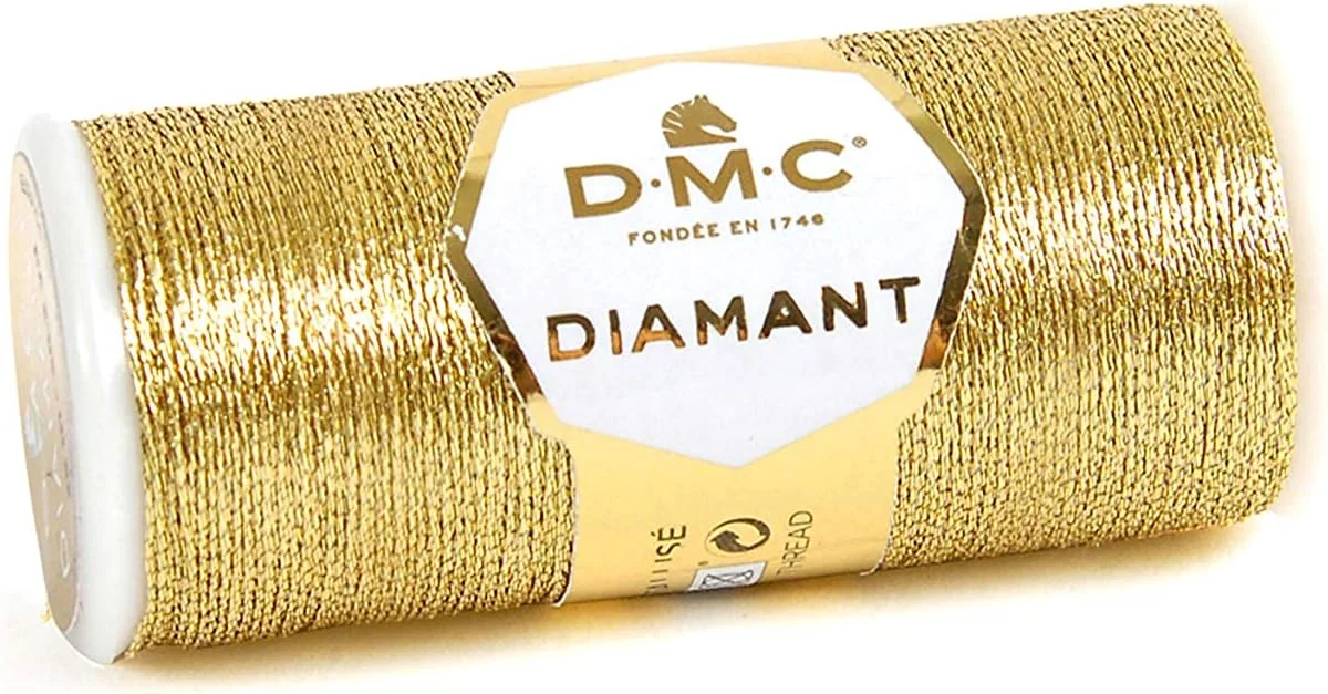 نخ گلدوزی متالیک DMC Diamant، 35 متری، طلایی روشن