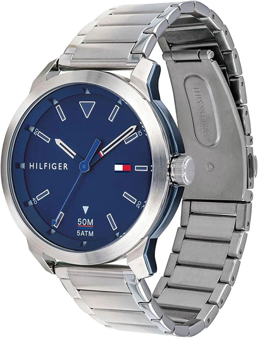 ساعت مچی مردانه تامی هیلفیگر مدل 1791620 با صفحه آبی و بند استیل