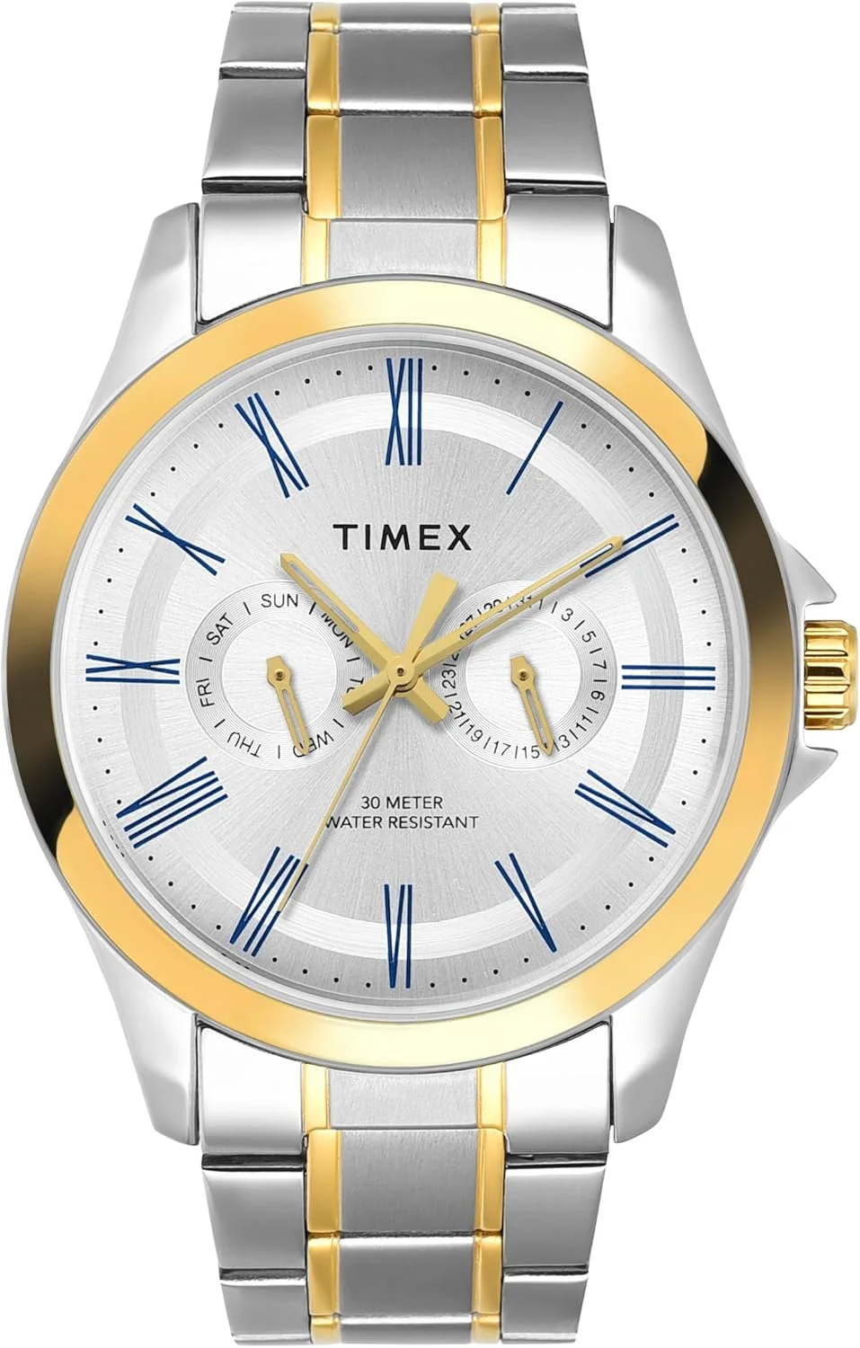 ساعت مچی آنالوگ مردانه TIMEX Classics با صفحه گرد و ضد آب، نقره ای، سایز استاندارد، کلاسیک