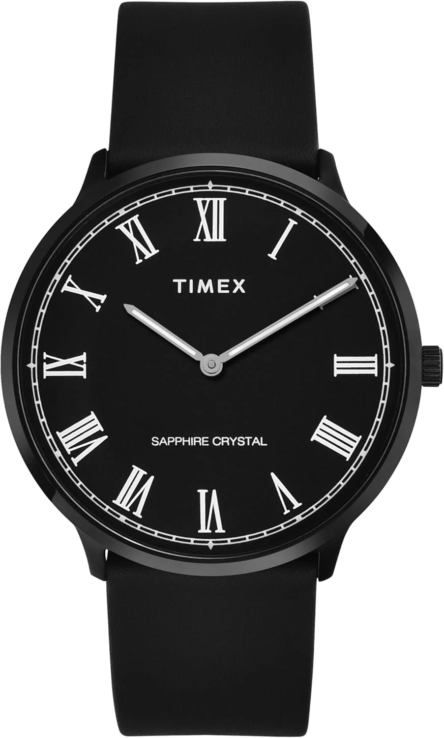 ساعت مچی آنالوگ مردانه TIMEX با صفحه گرد مشکی و بند چرمی مشکی مقاوم در برابر آب - TWEG22105