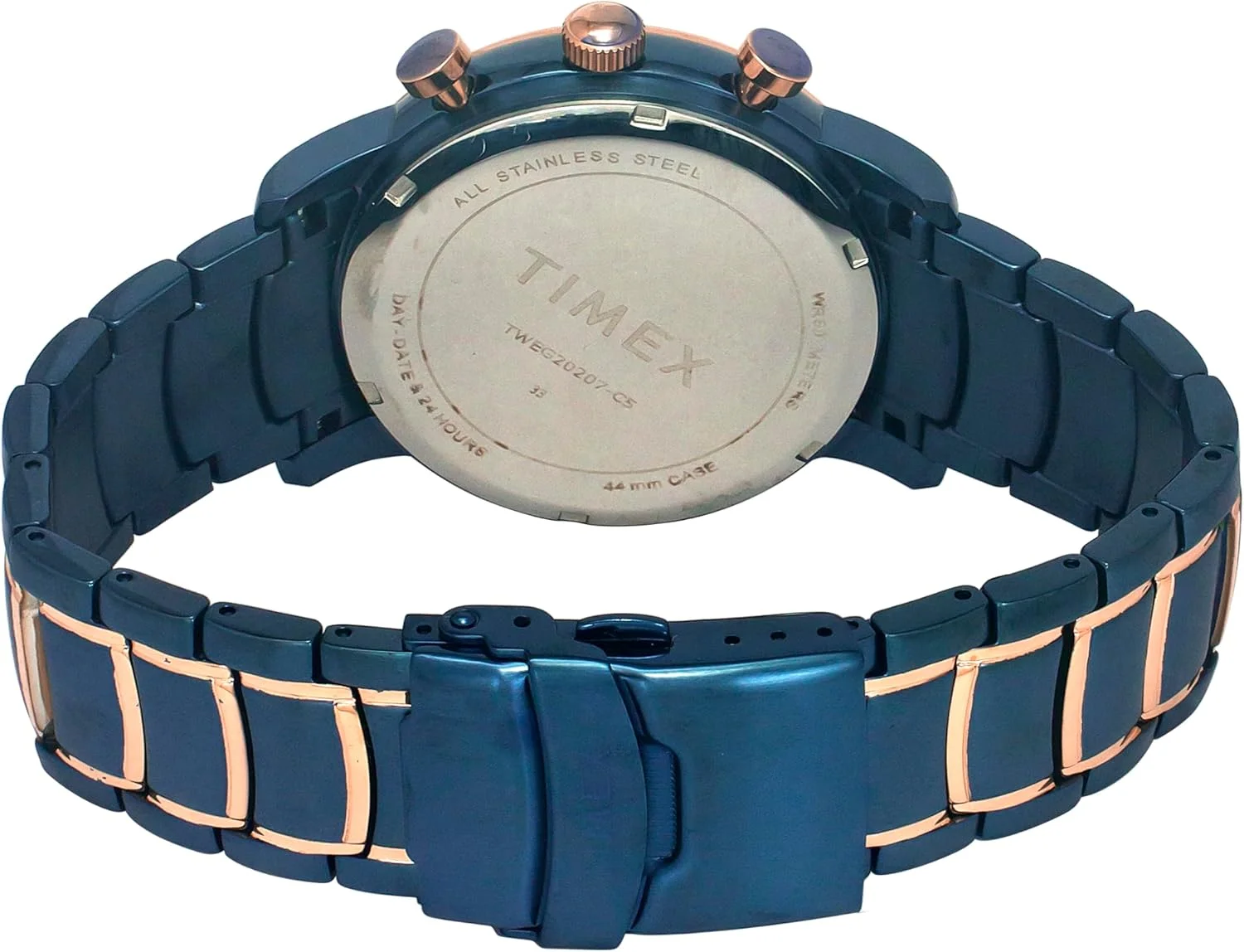 ساعت مچی آنالوگ مردانه TIMEX با صفحه گرد آبی و بند دستبند استیل ضد زنگ چند رنگ مقاوم در برابر آب - TWEG20207 ساعت مچی آنالوگ مردانه TIMEX با صفحه گرد آبی و بند دستبند استیل ضد زنگ چند رنگ مقاوم در برابر آب - TWEG20207