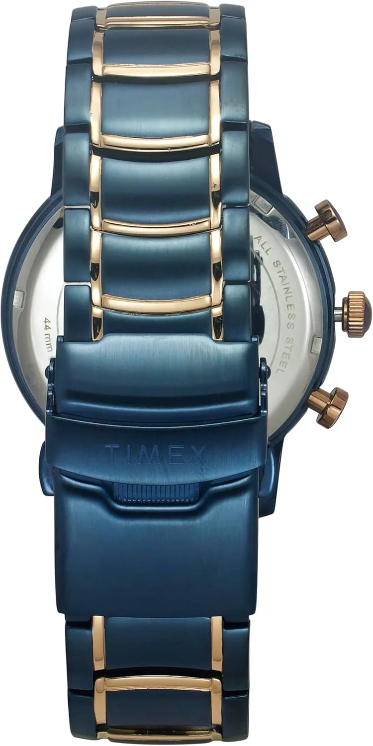 ساعت مچی آنالوگ مردانه TIMEX با صفحه گرد آبی و بند دستبند استیل ضد زنگ چند رنگ مقاوم در برابر آب - TWEG20207 ساعت مچی آنالوگ مردانه TIMEX با صفحه گرد آبی و بند دستبند استیل ضد زنگ چند رنگ مقاوم در برابر آب - TWEG20207
