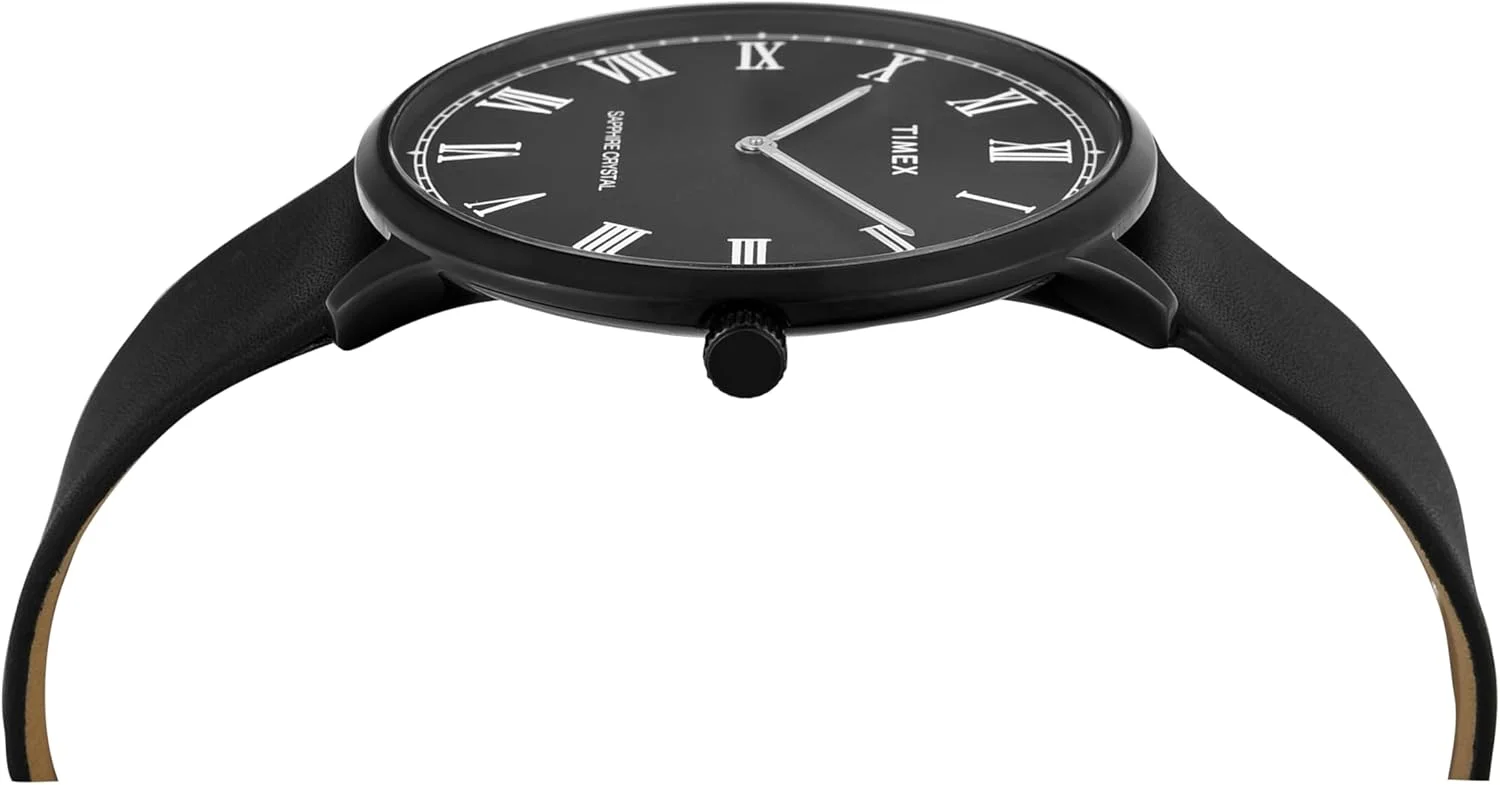 ساعت مچی آنالوگ مردانه TIMEX با صفحه گرد مشکی و بند چرمی مشکی مقاوم در برابر آب - TWEG22105 ساعت مچی آنالوگ مردانه TIMEX با صفحه گرد مشکی و بند چرمی مشکی مقاوم در برابر آب - TWEG22105