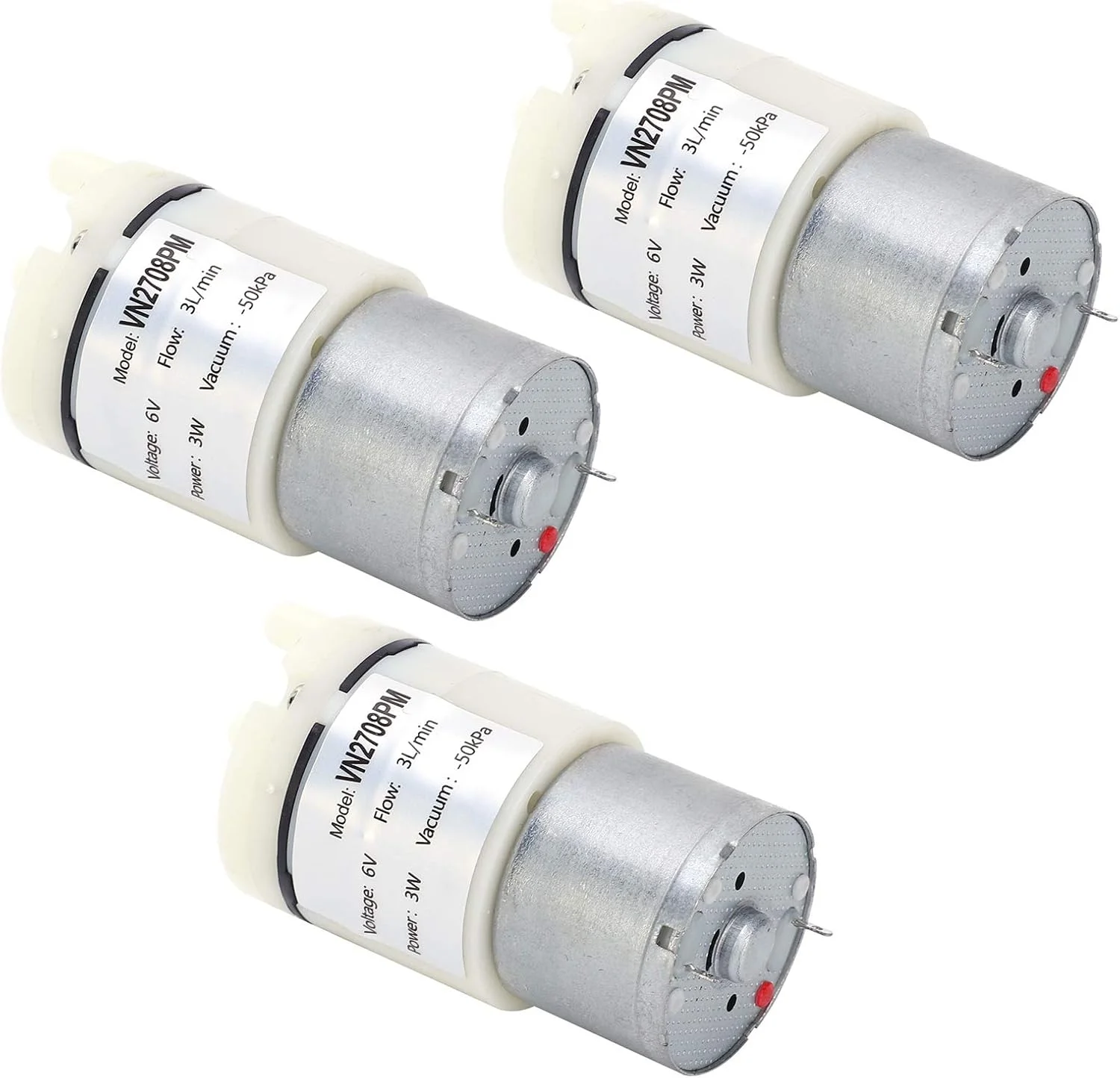 پمپ دیافراگمی Eujgoov مدل 3 عددی، میکرو، مینی موتور هوا و آب خلاء، برای ماهی DC 6V (VN2708PM)، نرخ جریان 3 لیتر در دقیقه