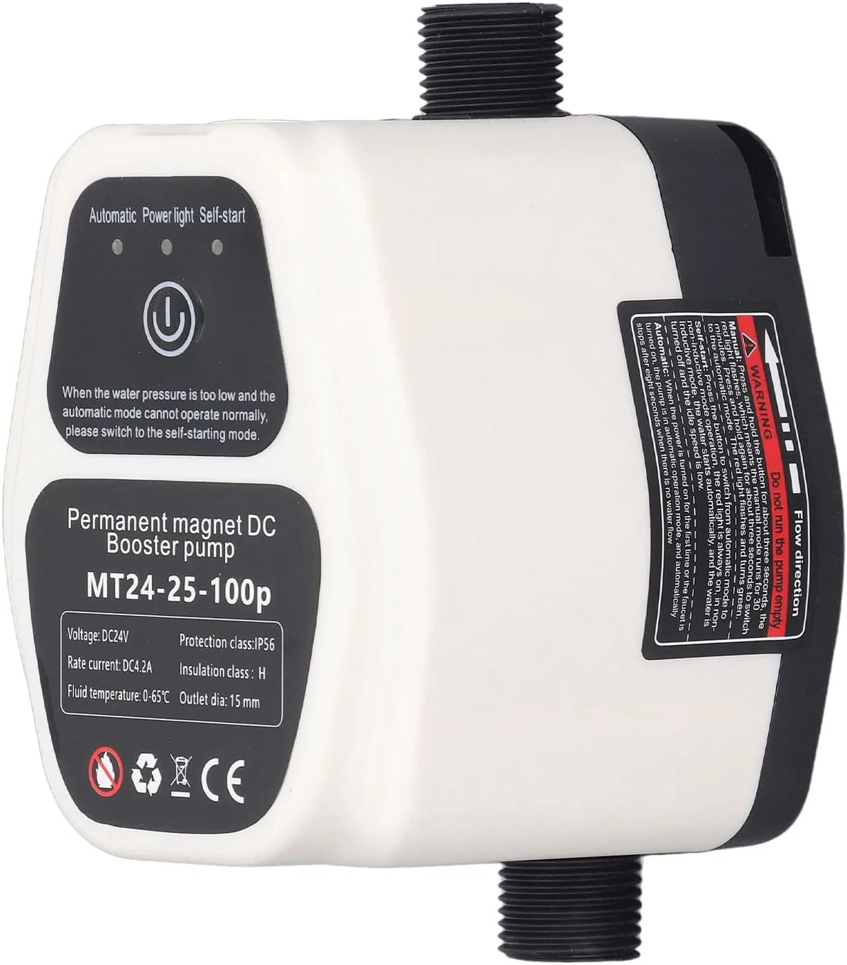 پمپ تقویت کننده اتوماتیک خانگی Eujgoov 100W 24V، پمپ گریز از مرکز کوچک، پمپ تحت فشار لوله دوش آبگرمکن خورشیدی، پمپ باس